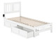 Dodie White Twin XL Platform Bed Frame shown with Optional Set of 2 Storage Drawers Open