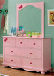 Karina Pink Dresser for Girls shown with Optional Mirror Room