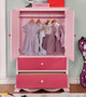 Karina Pink Girls Armoire Front View Doors & Drawers Open No Shelf Room