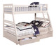 Annika White Twin over Full Bunk Bed with Storage Blue Bedding