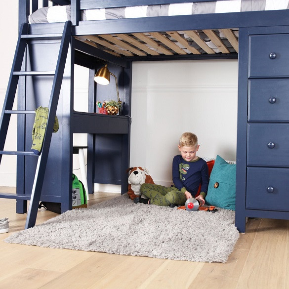 Baldwin Blue Twin Loft Bed with Desk and Storage