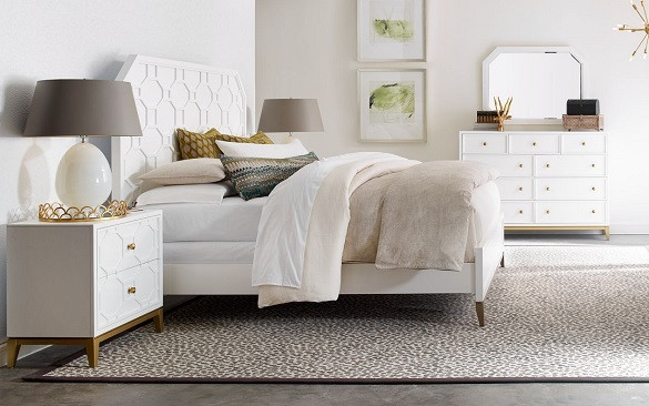 Antoinette White and Gold King Size Bed Frame