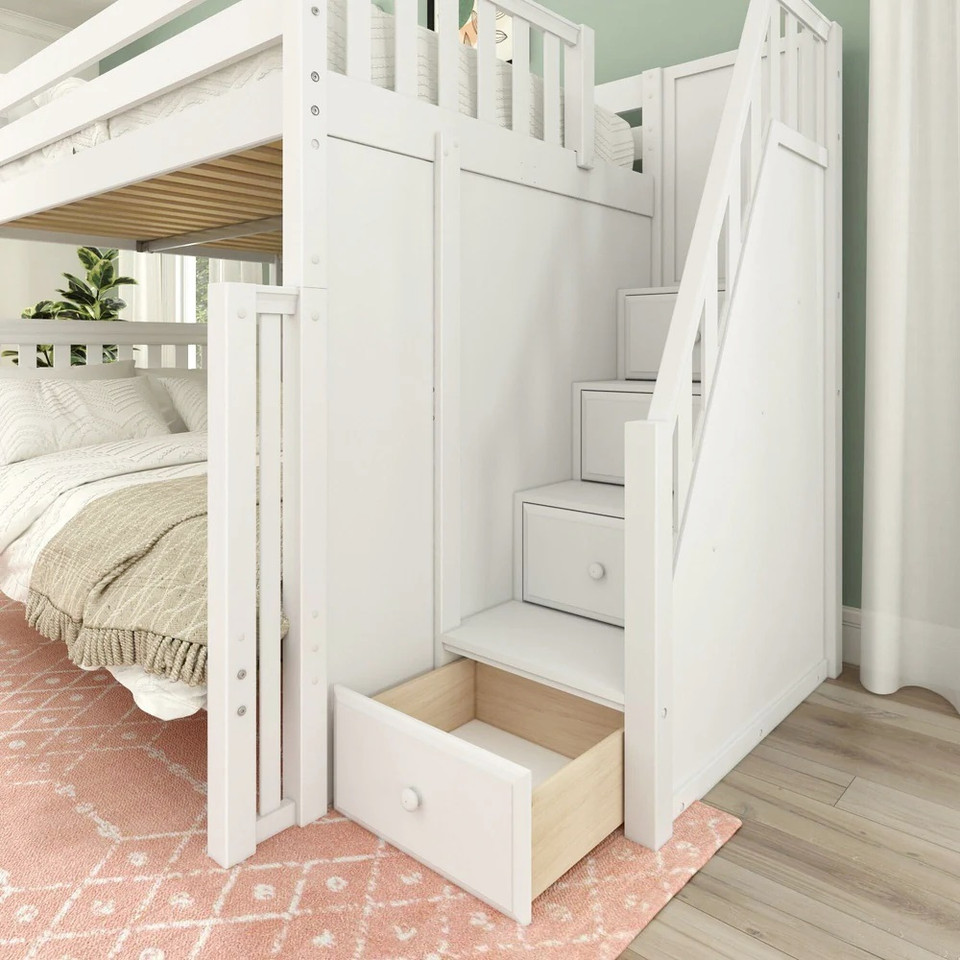 Full Over Queen Bunk Bed With Stairs