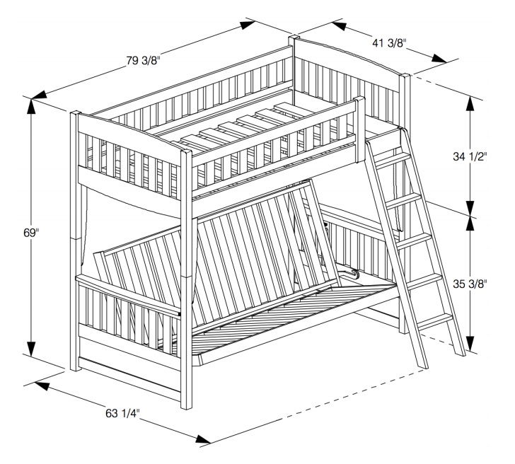 Eastwood Cherry Futon Bunk Bed