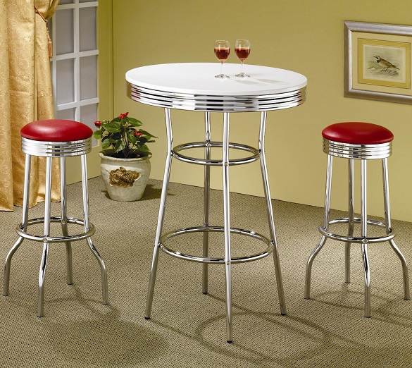 Boom Boom Room Retro Pub Set Red Stools