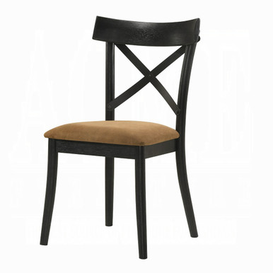 Included Hillary DN02306 chair style with brown upholstered seat and black X back. Four chairs are included; one is pictured.