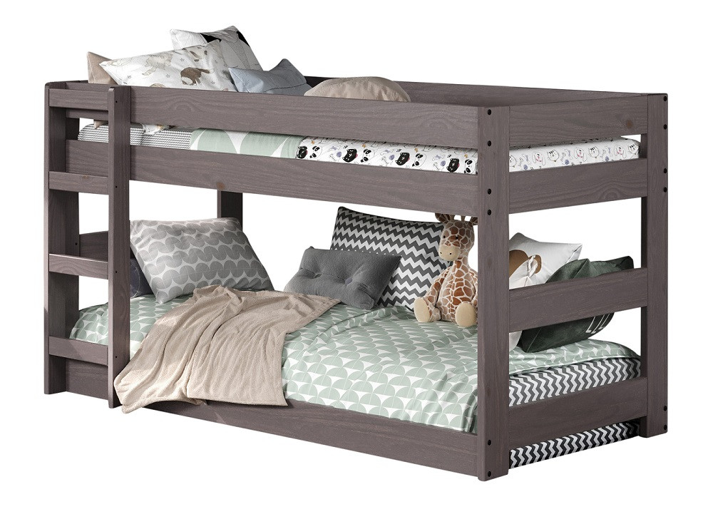 Tribeca Distressed Walnut Low Extra Long Twin over Twin Bunk Beds