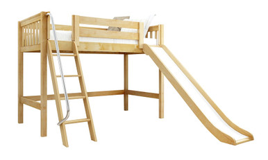 Chad's Natural Mid Loft Bed with Slide