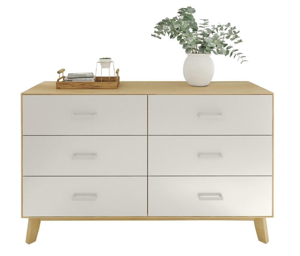 slim fit dress slacks Mid-Century Modern Walnut 6-Drawer Dresser with Chrome Pulls – Sunbeam  Vintage main image 1