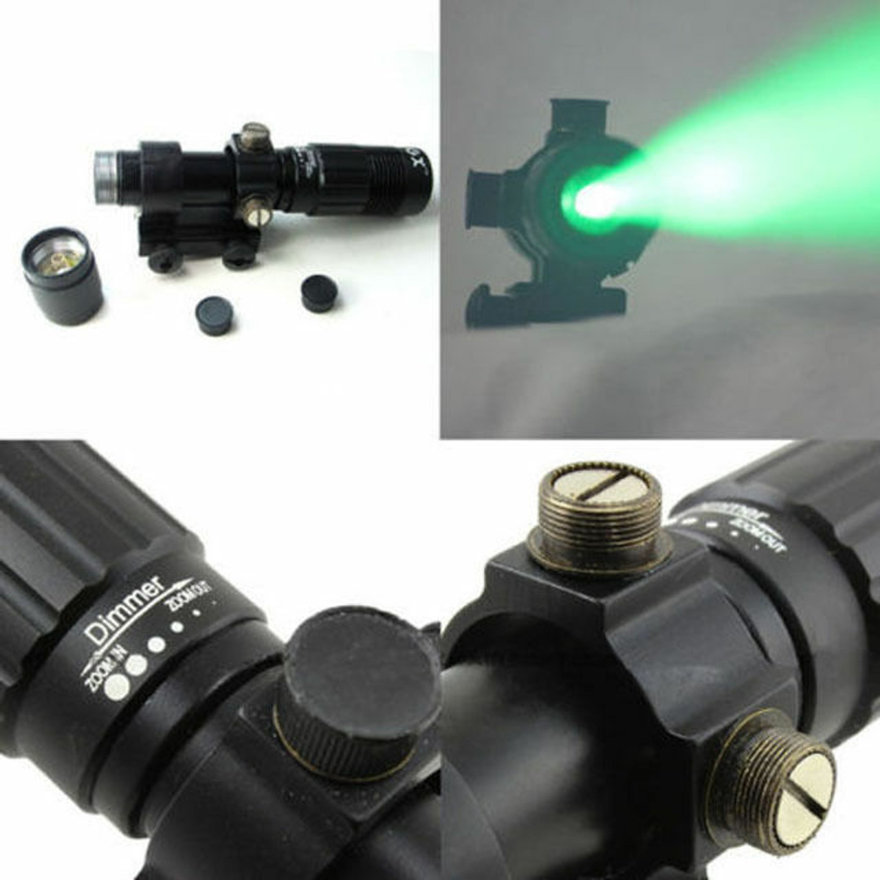Multi 4 RETICLE Adjustable Green Laser Flashlight Designator Rifle Illuminator