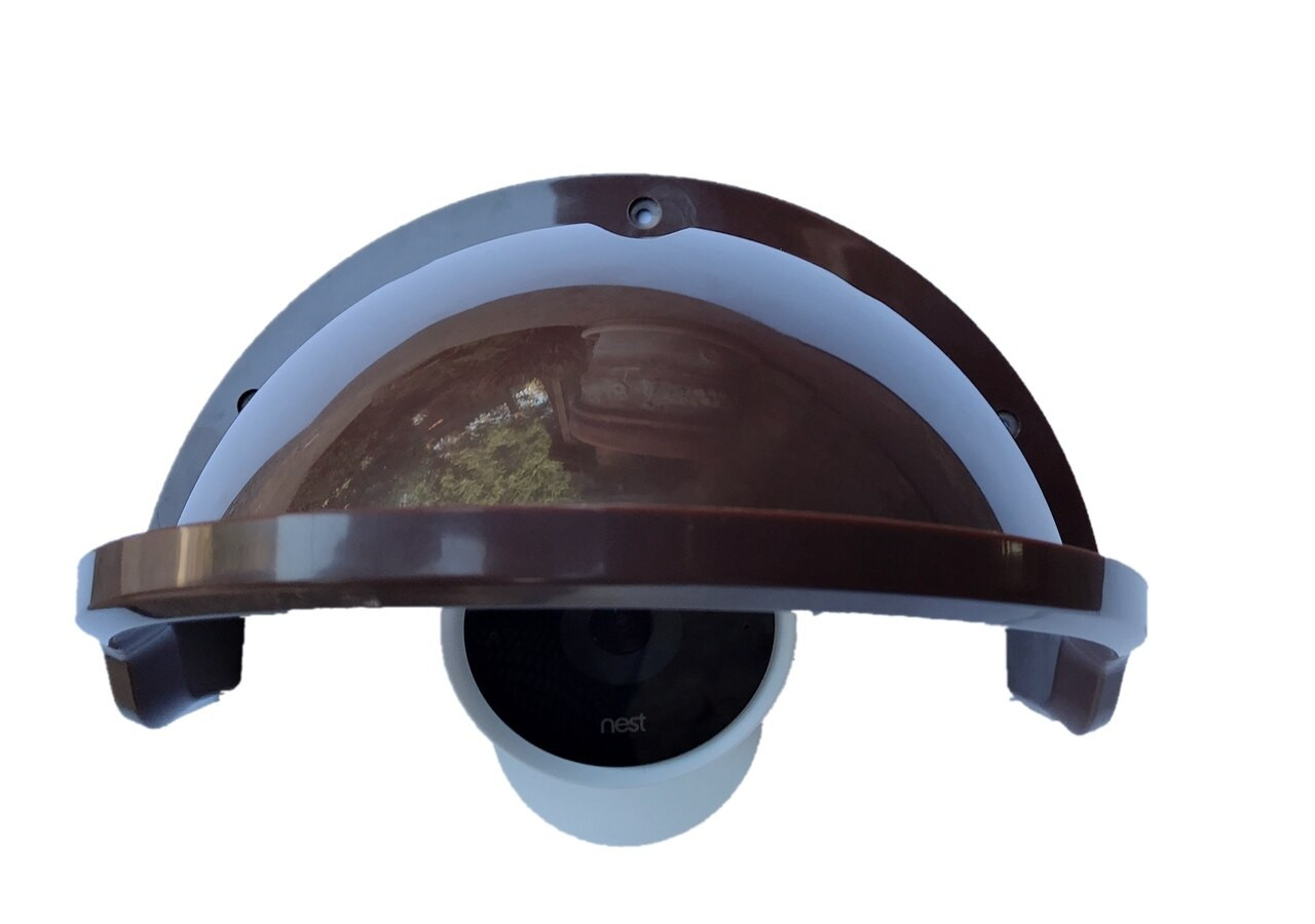 Universal Sun Rain Shade Camera Cover Shield for Nest IQ/Ring/Arlo/Dome/Bullet Outdoor Camera - Coffee