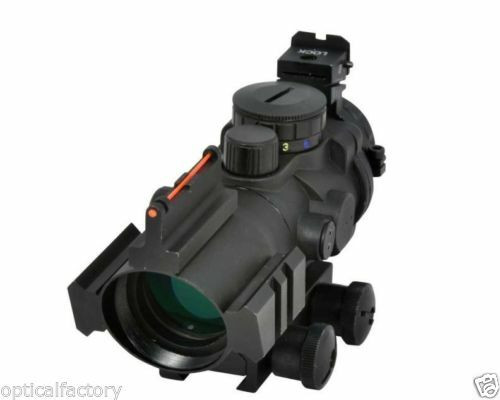 Ade 4x32 Tri Illuminated Prism Rifle Scope with Fiber Optic Sight & Accessory Rails