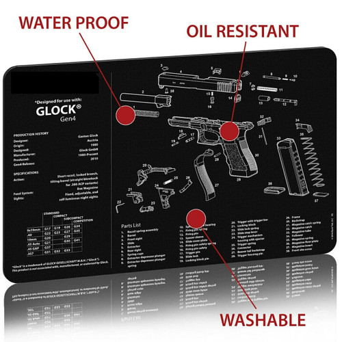 GLOCK Handgun Gun Cleaning Mat 11"x17" with Parts Schematic Mouse Pad