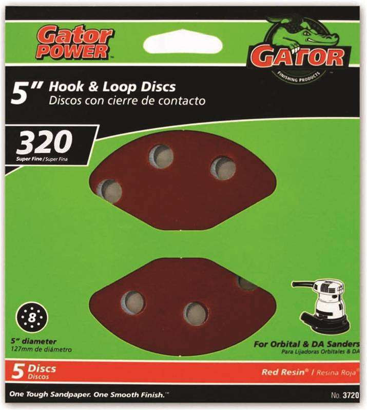 Gator Velcro Abrasive Disc 8 Holes 125mm Grit 320 5pk