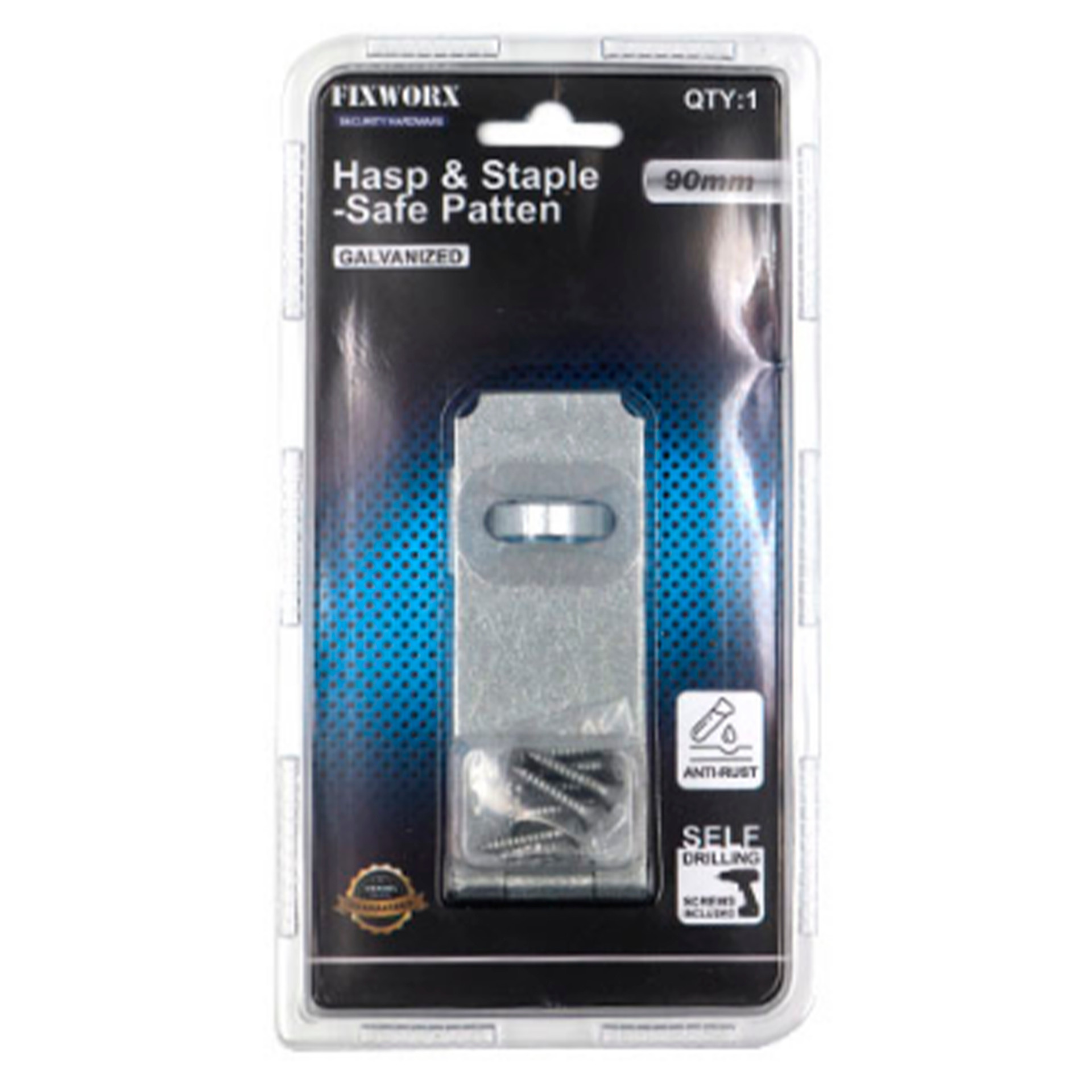 Fixworx Hasp & Staple Safe Patten Galv 90mm CD1