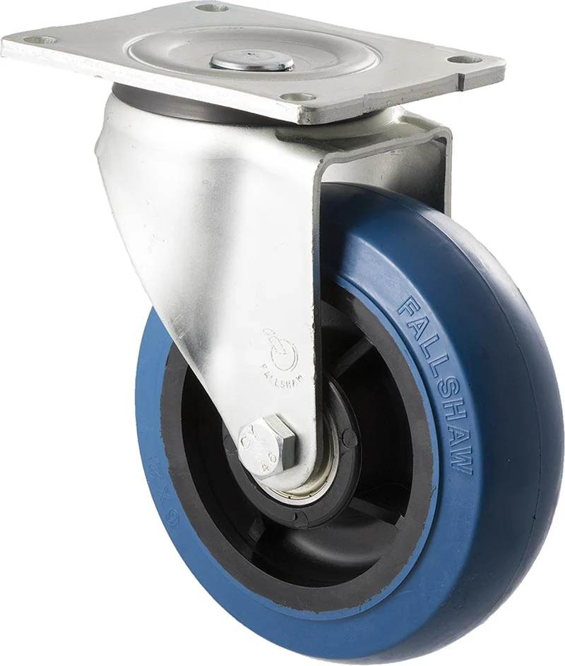 Fallshaw O Series Heavy Duty Castor 150mm Blue Rubber Precision Bearing Swivel Plate 400kg