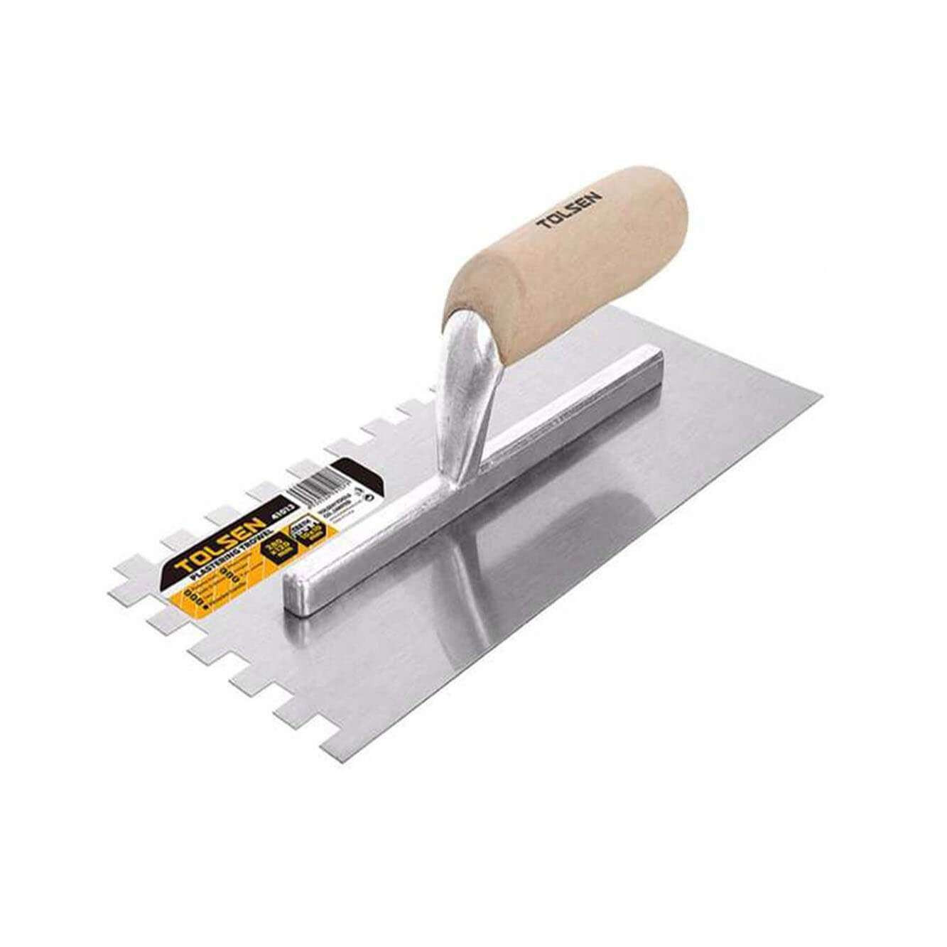 Tolsen Plaster Trowel Notched 280 x 120mm x 10mm Wooden Handle