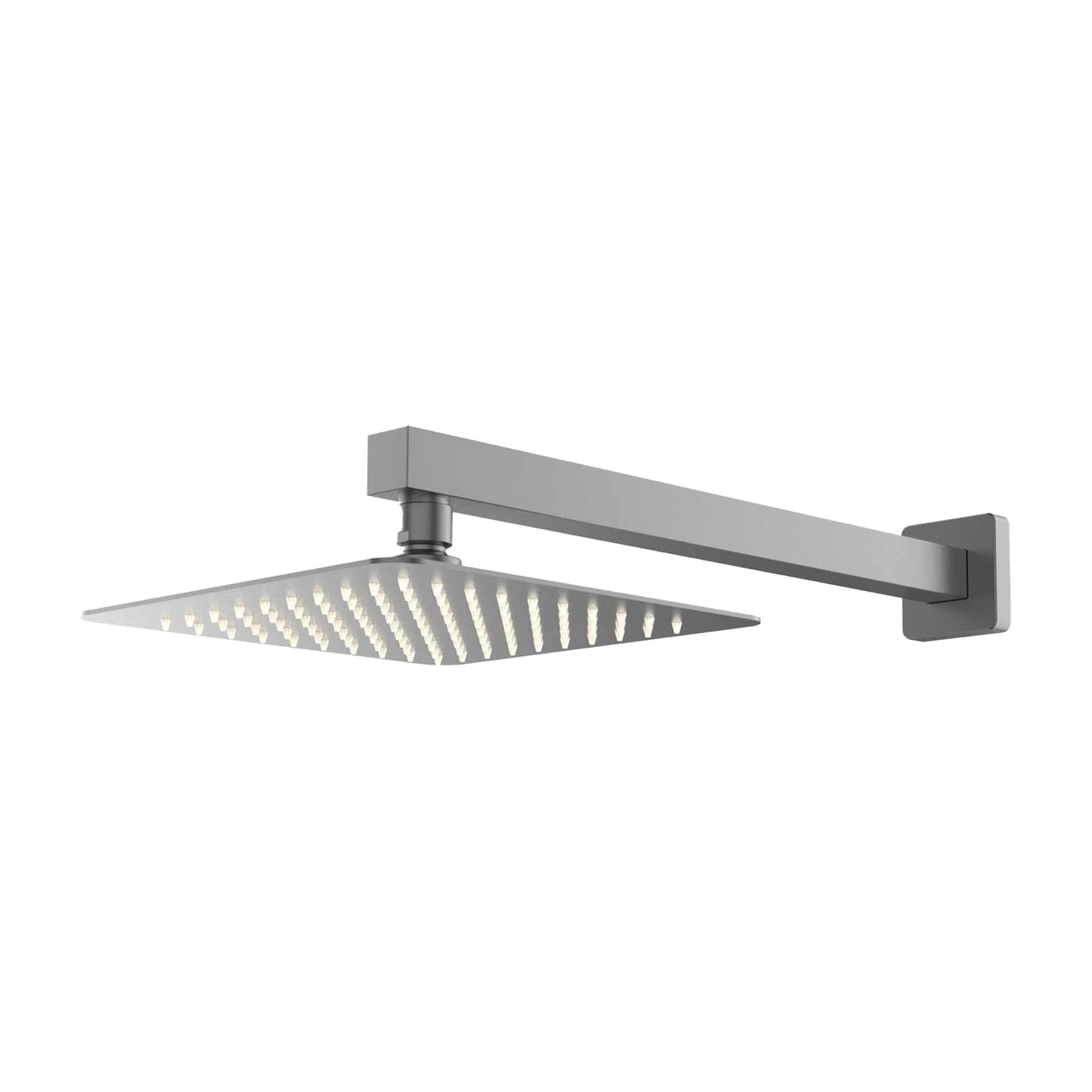 Venus II Square Wall Shower 200 x 200mm with 395mm Arm Gun Metal