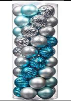 Xmas Ball with Clear Box 6cm 30pcs Blue/Silver
