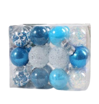 Xmas Ball with Clear Box 6cm 24pcs BlueWhite