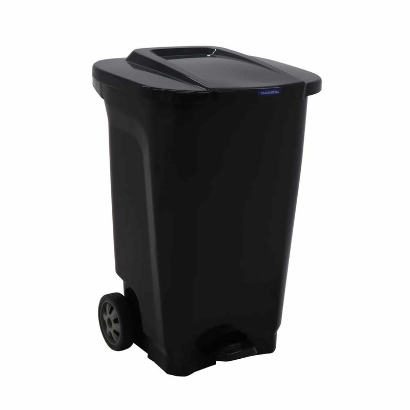 Tramontina Delta TForce Pedal Bin with Wheels 100L Black Commercial