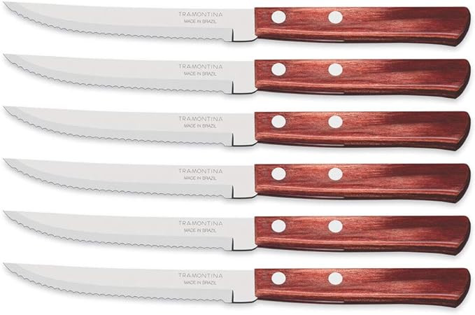 Tramontina Cutelaria Fphila Churrasco Steak Knives 6pc #21198/715 Commercial