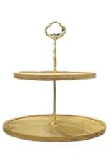 Double Layer Fruit Plate with Wooden Holder