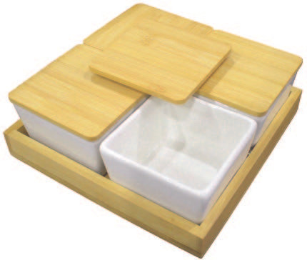 Ceramic Square Dish with Lid & Base 4pc