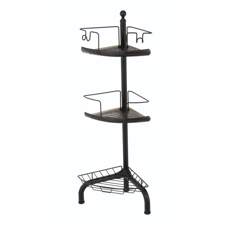 Shower Caddy Corner Shelf 3-Tier Black 22 x 22 x 58cm