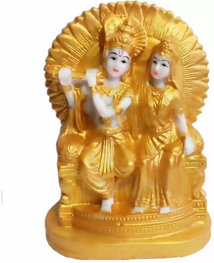 Radha Krishna Fountain Statue 12" Gold