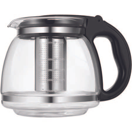 Glass Tea Pot 1500ml Black Handle