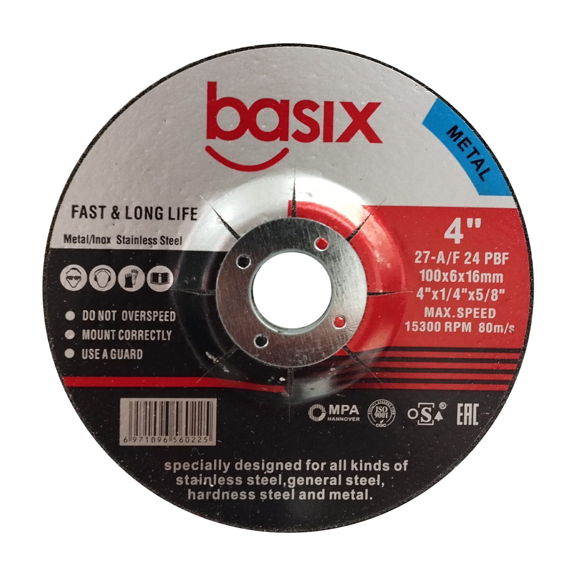 Basix Metal Grinding Disc 100 x 6.0 x 16mm
