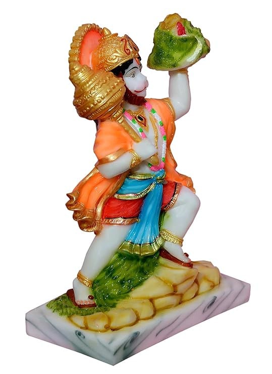 Fibre Marble Hanuman Pahar 12" Statue