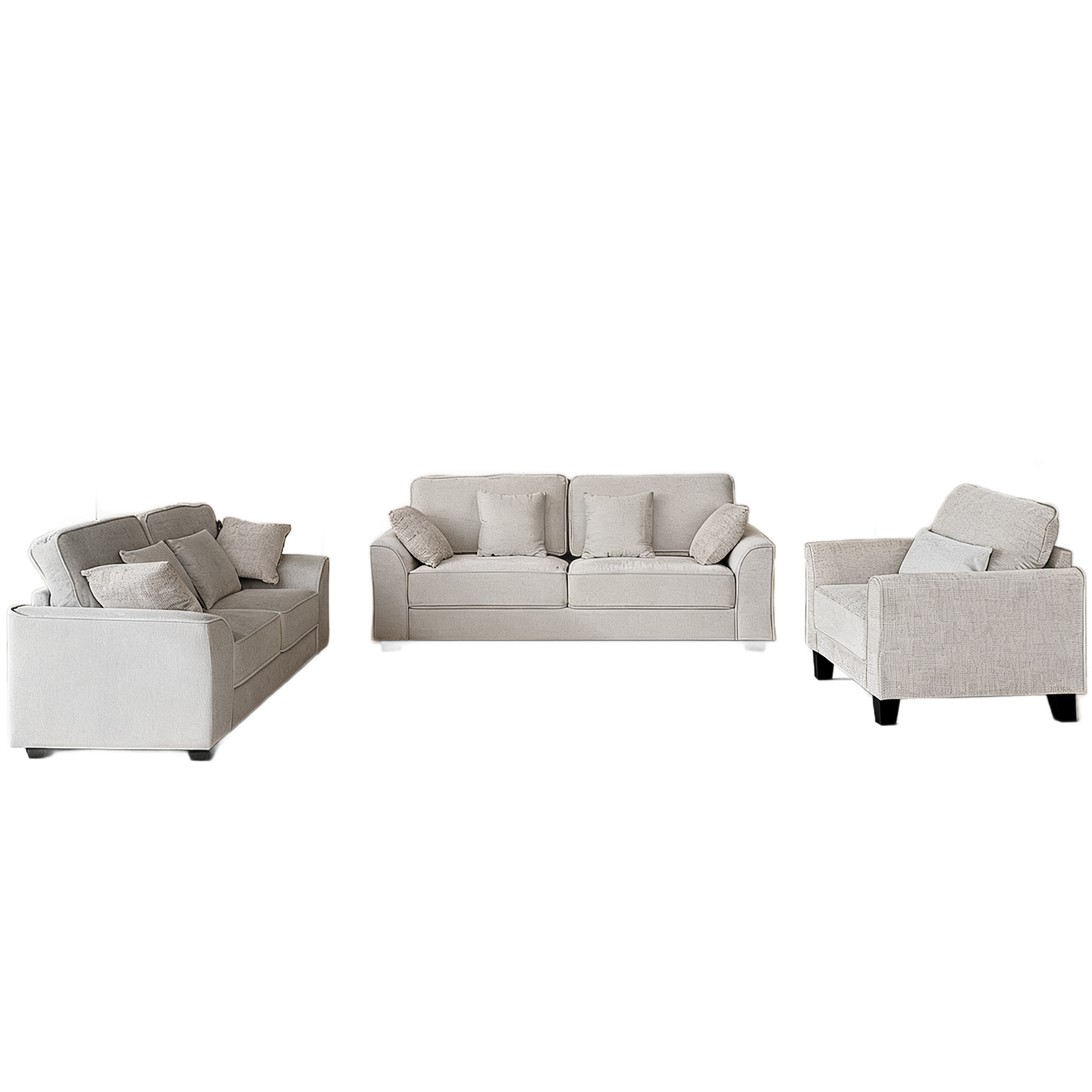 Luvliving 3+2+1 Fabric Sofa Chenille Grey #777