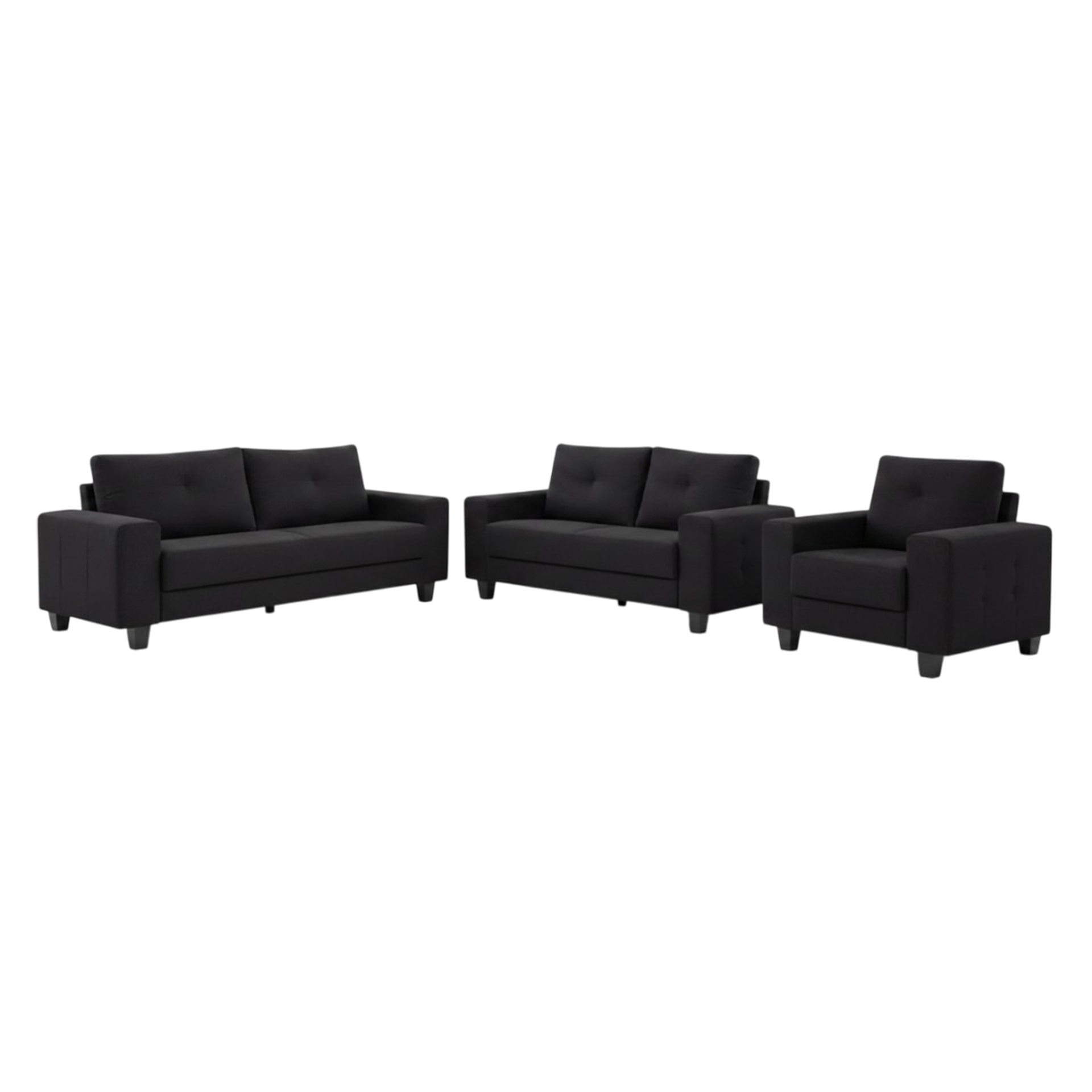 Home Basics Fabric Sofa 3+2+1 Black #AE381