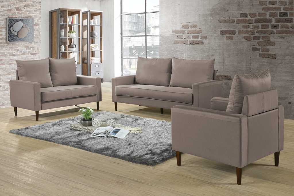 Home Basics Fabric Sofa 3+2+1 Light Brown #AE304