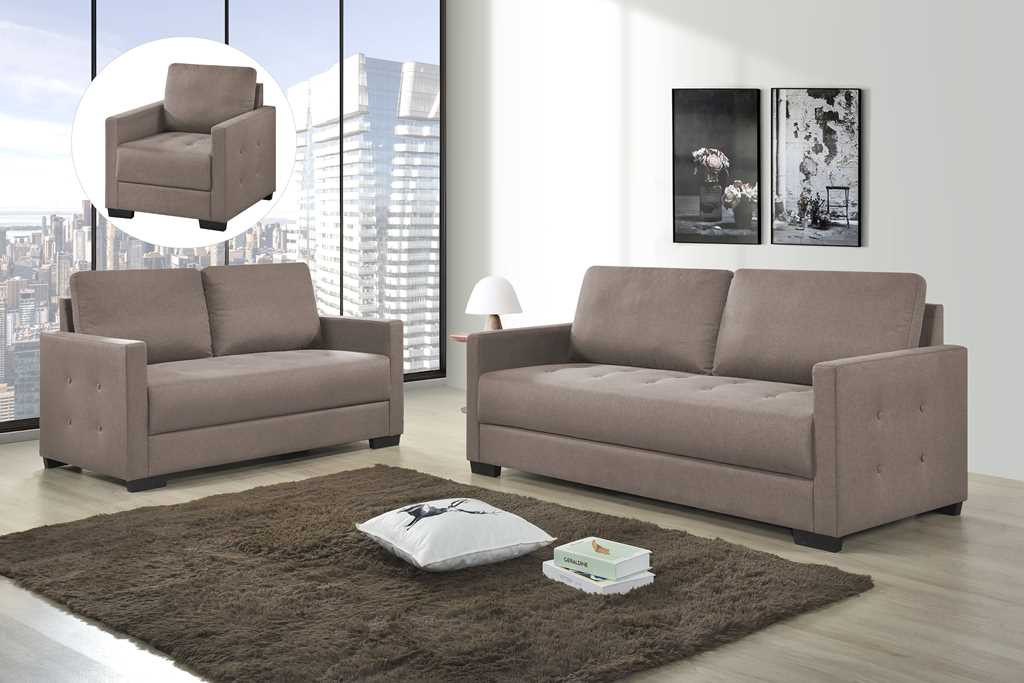 Home Basics Fabric Sofa 3+2+1 Light Brown #AE388