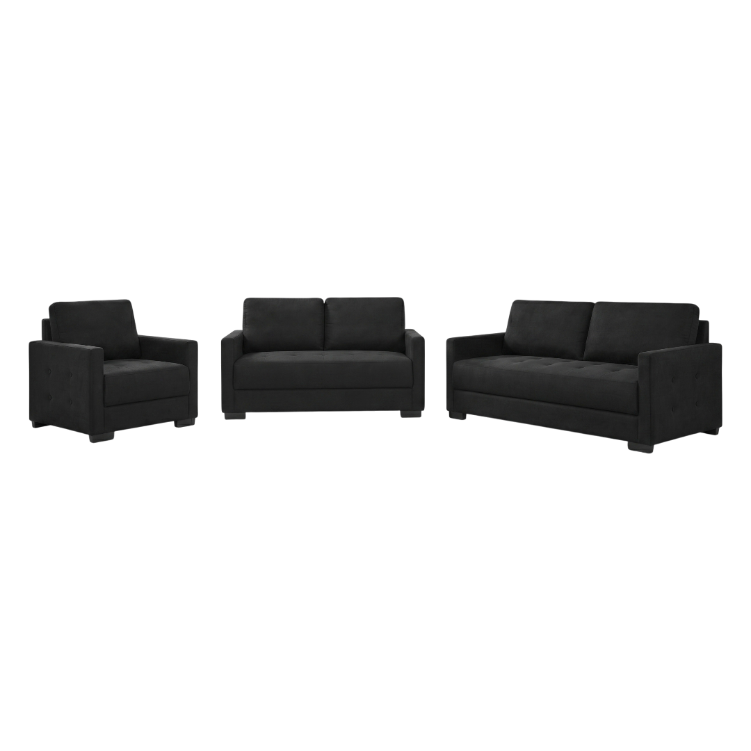 Home Basics Fabric Sofa 3+2+1 Black #AE388