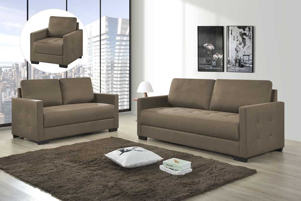 Home Basics Fabric Sofa 3+2+1 Dark Brown #AE388