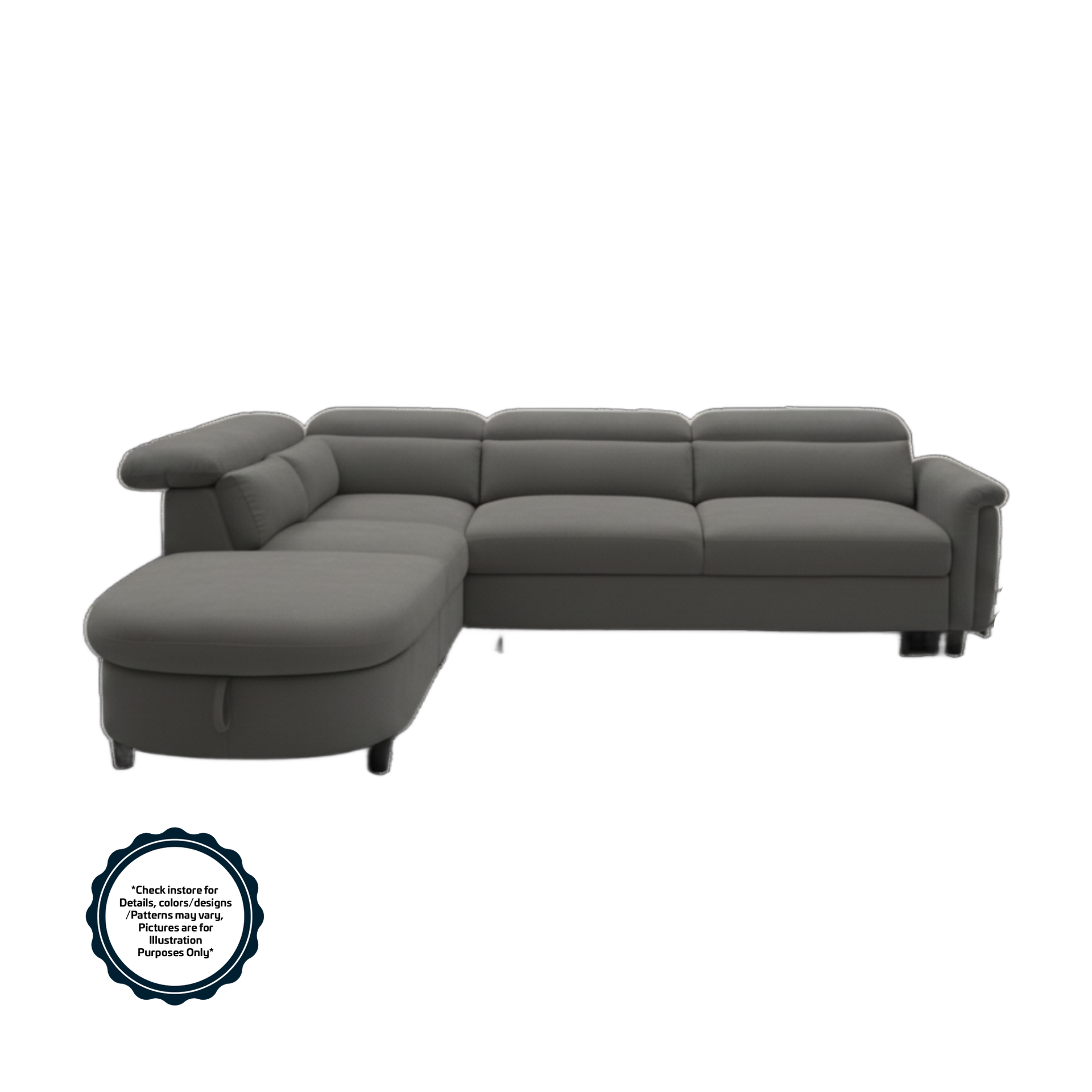 Bless L-Shape Convertible Fabric Sofa Ottoman Grey #1587