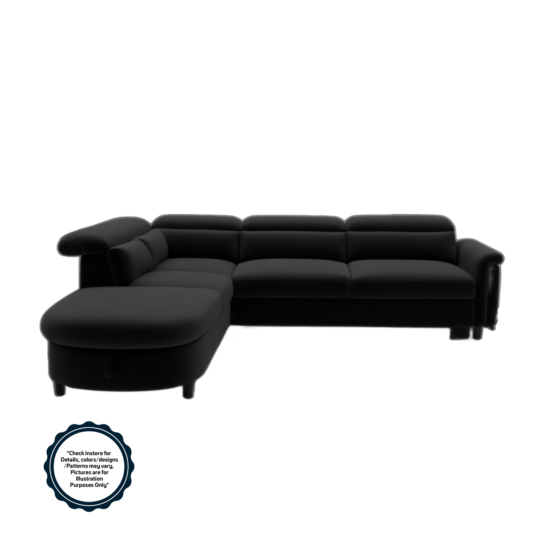 Bless L-Shape Convertible Fabric Sofa Ottoman Black #1587