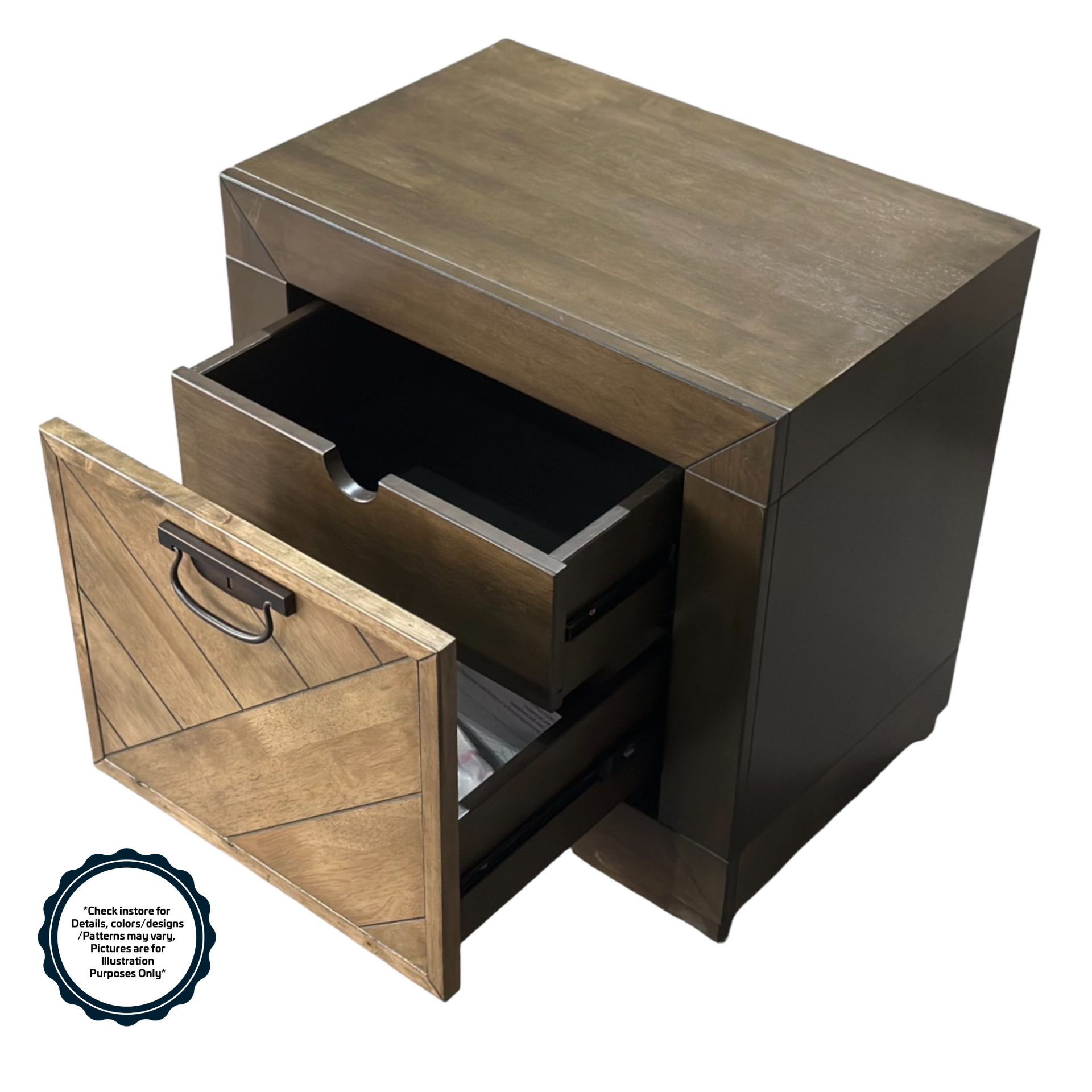 Vivian Waverly 1 Drawer Bedside Cabinet L600 x W395 x H585mm Pleven Browance