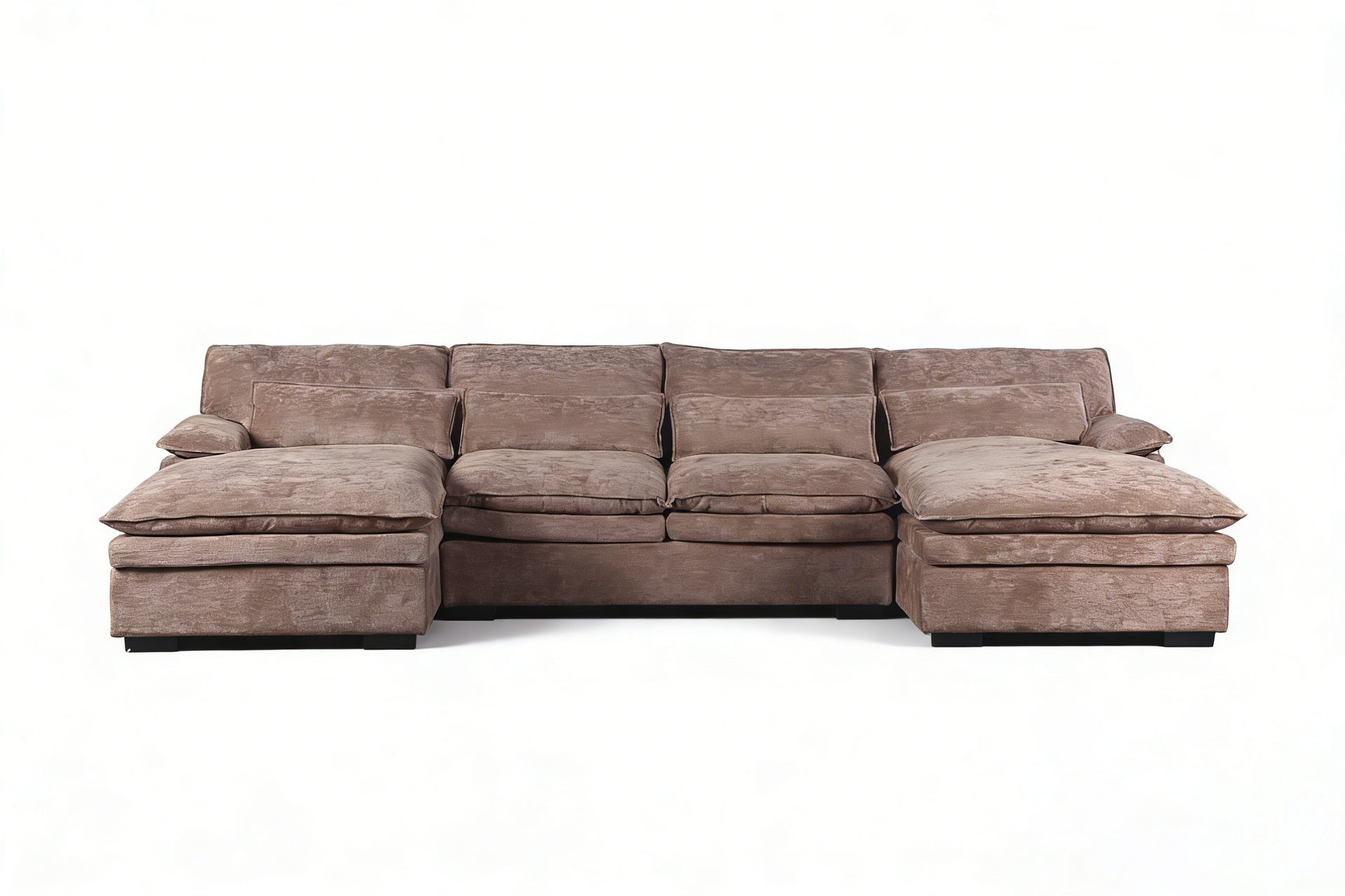 DHK Tammy U Shaped Fabric Corner Sofa Brown