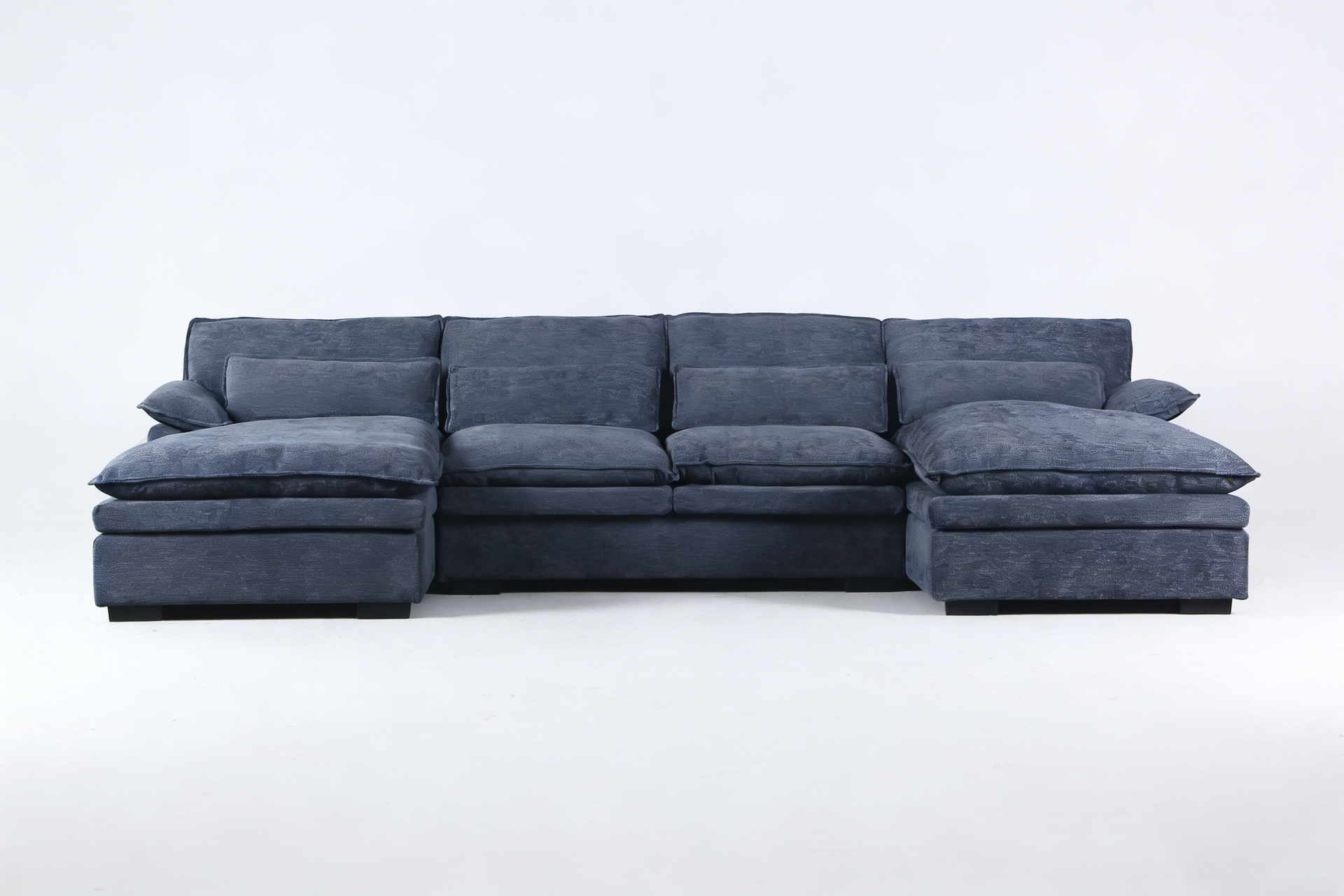DHK Tammy U Shaped Fabric Corner Sofa Navy Blue