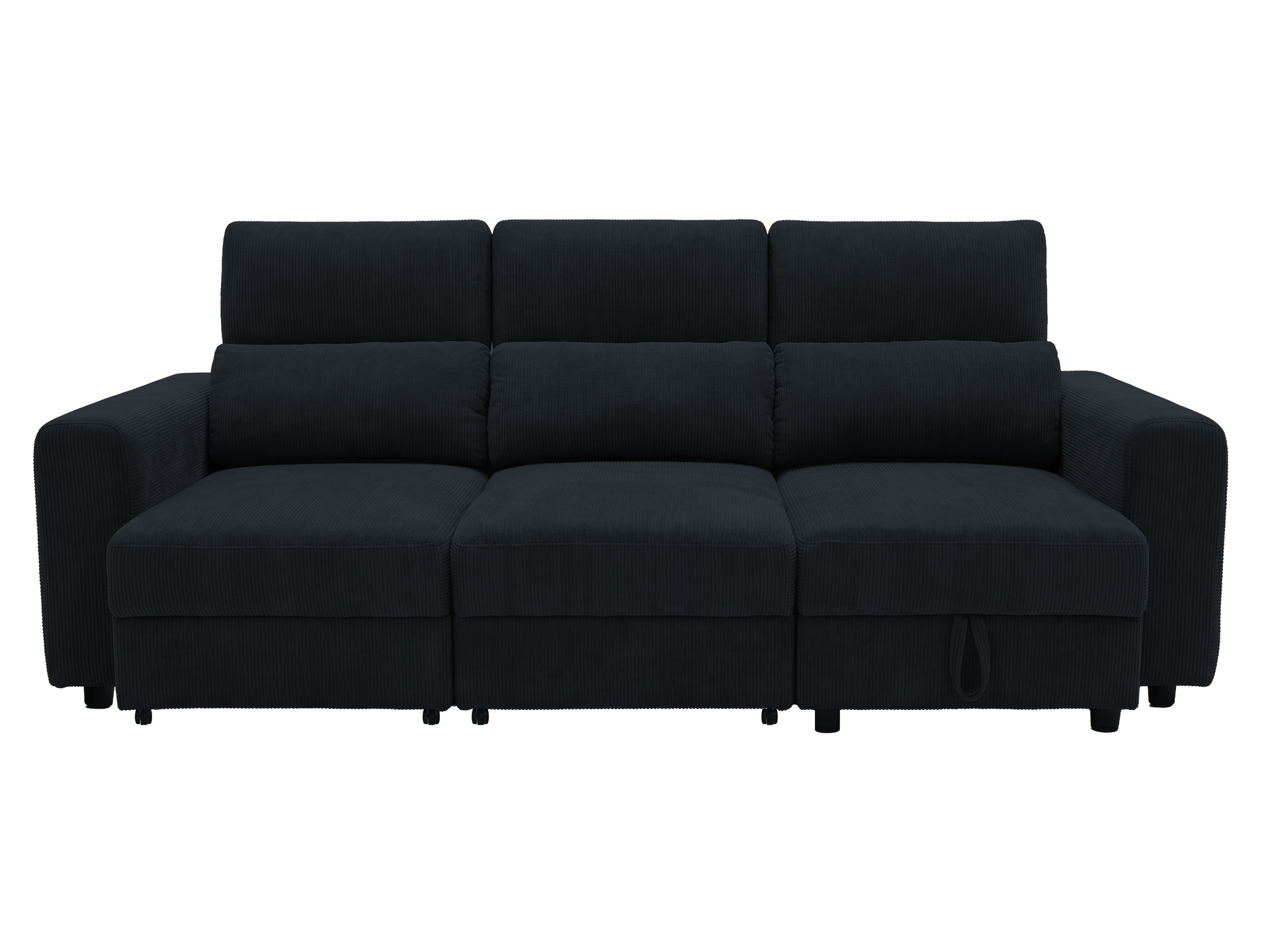 Luvliving 2+L Fabric Sofa with Pullout Bed Black #TM-250678
