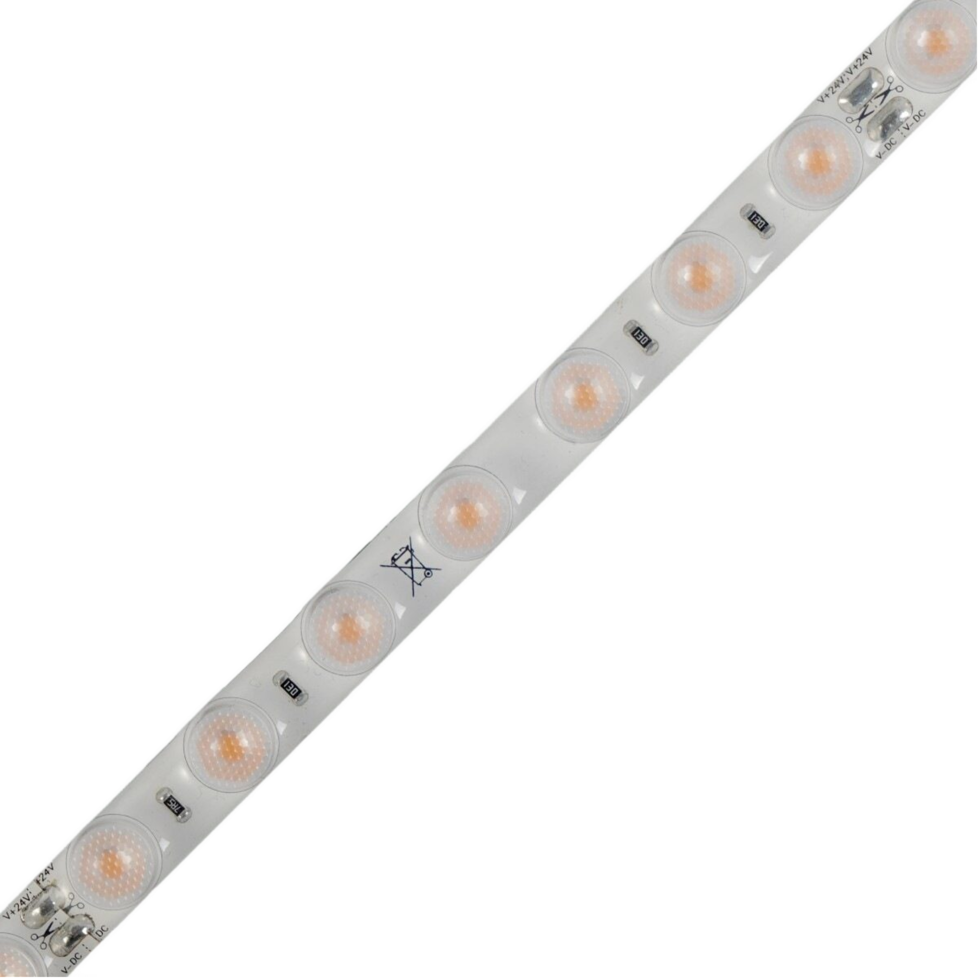 LED Strip 24V Lens 14.4w/m 6000k 1360lm/m IP55 pcb-10mm Cutting Unit:125mm 35D beam