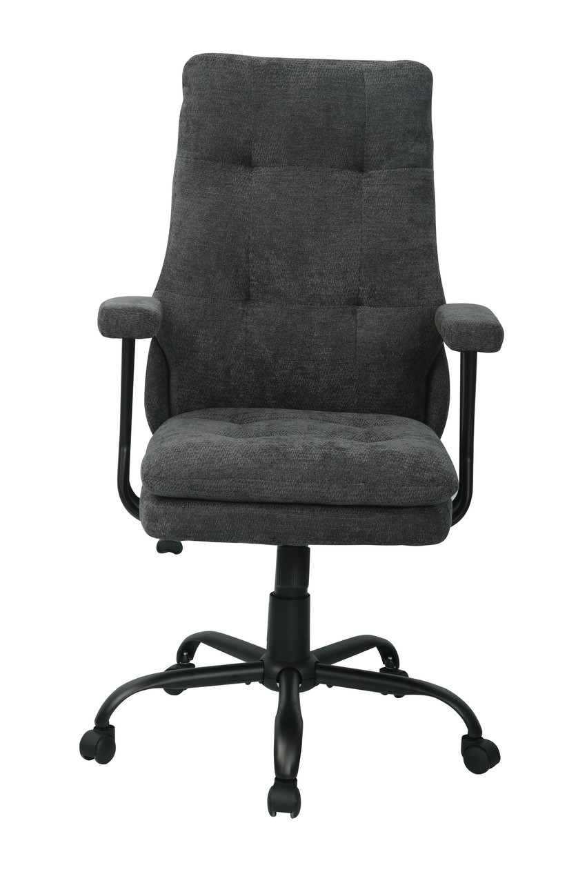 LandMega High Back Fabric Chair Chrome Base 150kg Max Dark Grey #QZY-N2536