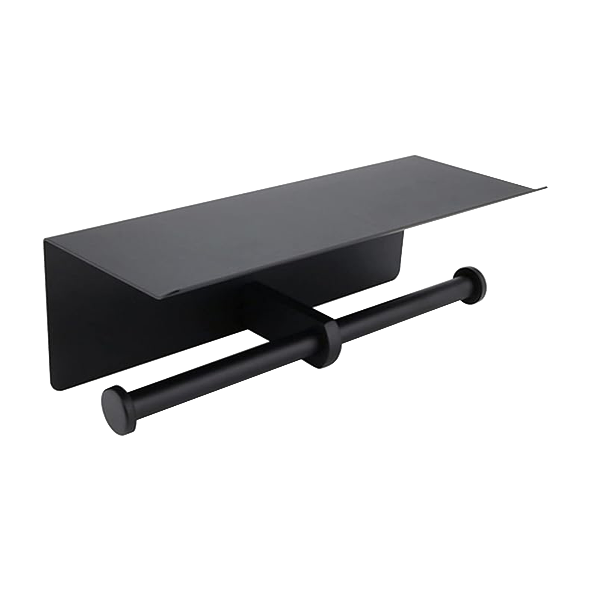 Twin Toilet Paper Holder with  Rack Black 28cm