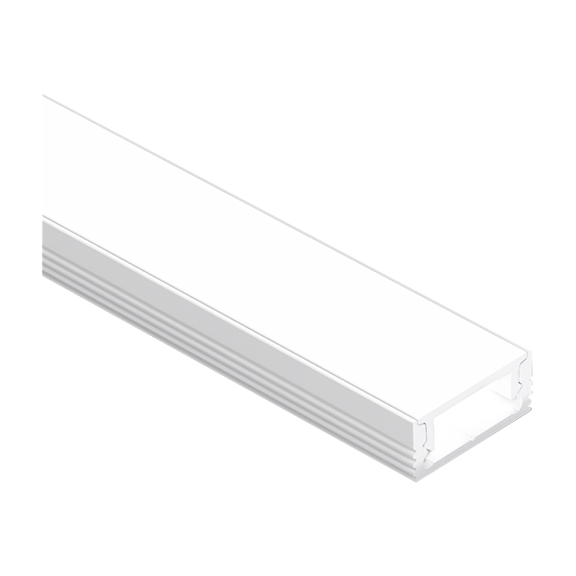 Aluminium LED Profile with Diffuser with 2 Holeless End Caps 4 Mounting Clips White 2.5m #BS1607-WH