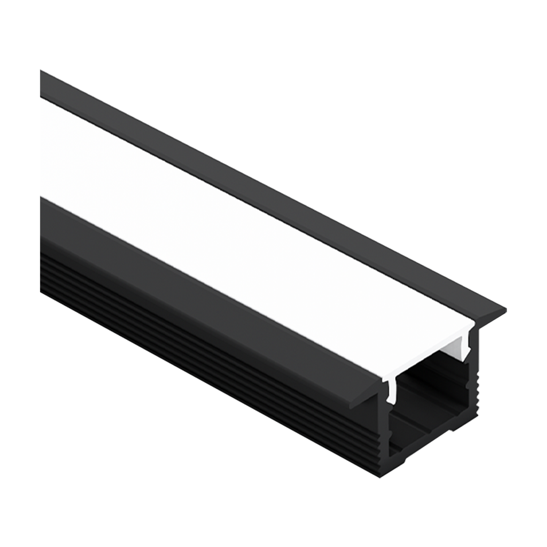 Aluminium LED Profile with Diffuser with 2 Holeless End Caps Black 2.5m #LS0812-BK